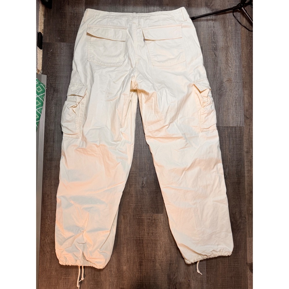 Levis 94 Baggy Cargo Pants Womens 32 Off White Cream Wide Leg A4707-0013